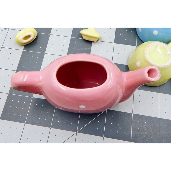 Child's Miniature Pastel Polka Dot Tea Set Brooklyn Lollipop Porcelain Replace - Picture 8 of 9